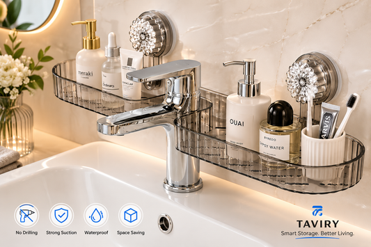 No-Drill Bathroom Organizer | Strong Suction Storage Rack