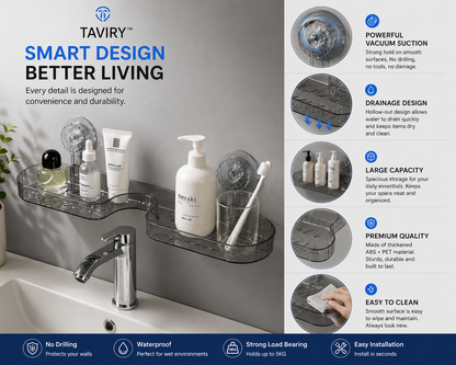 No-Drill Bathroom Organizer | Strong Suction Storage Rack